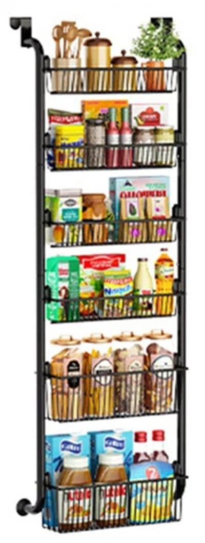 Geargalaxy Voorraadrek - Hangrek - Opbergplank - Deurrek - Wandrek - Opbergorganizer - Opbergkast Organizer - 6 Laags - Zwart
