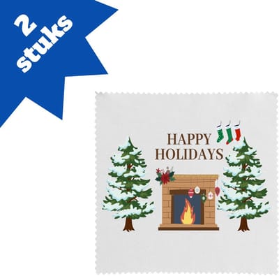 Akyol - kerst happy holidays brillendoekjes - Kerstmis - kerst beker - winter - kerst - christmas - kerst cadeau - 17,8 bij 17,8 cm - 2 stuks