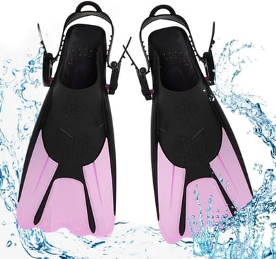 Verstelbare Snorkel Fins voor Kinderen en Volwassenen - Duikvinnen voor Zwemmen, Snorkelen en Licht Reizen, Maat 34-38 met Opbergzak, Roze
