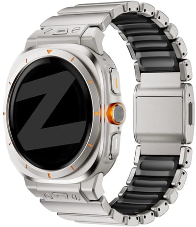 Bandz Titanium 'Hybrid' bandje geschikt voor Samsung Galaxy Watch Ultra 2 (2026) / Ultra (2024/2025) - Titanium/Zwart