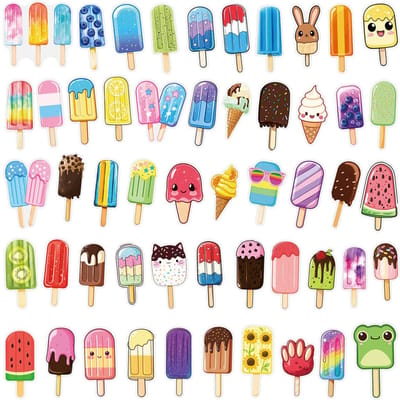 50 PCS Autocollants Cartoon Alimentaires Glace d'Été en PET Transparent DIY Lait Thé Ordinateur Portable SKIN Papeterie Autocollants Imperméables