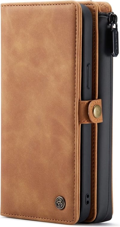 Casemania Hoesje Geschikt voor Apple iPhone 13 Pro Sienna Brown - Luxe 2 in 1 Portemonnee Book Case met Extra Vakken