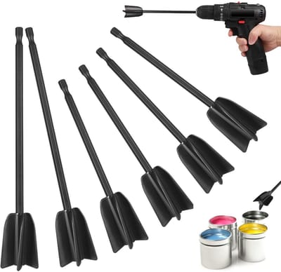 TOVBMUP Epoxyhars roerstaaf - Verf roerstaaf - Epoxyhars roerstaaf - Voor 1/4 boor - Herbruikbaar - Voor epoxy, siliconen mengen, schilderen, keramische glazuren - 6 stuks