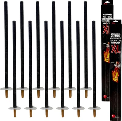 Was Fakkels - Lange Brandduur - Feestelijke Verlichting - Inclusief Handbeschermers - 70 cm Lengte - Zwart