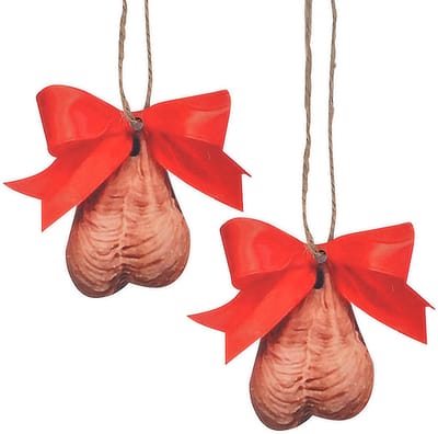 Dailygoods - Grappige Kerstboom Hanger - Onbeleefde kerstballen - Unieke decoratie - Bruin - Kerstbal - Humoristisch - Geschikt voor Kerstmis - 2 stuks