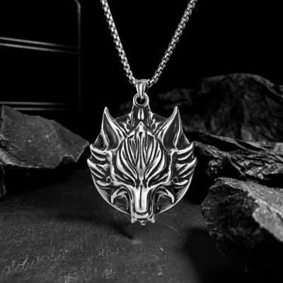 Europese en Amerikaanse Mode Wolfskop Gepersonaliseerde Dominante Ketting Punk Mannelijke Trend Wolf Totem Hanger black