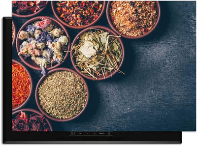 KitchenArt - Herbal Market - Inductie Beschermer - 83x51.5 cm - Kookplaat Beschermer - Luxe Afdekplaat Inductieplaat - Anti-slip & Oprolbaar - Beschermmat Inductiekookplaat