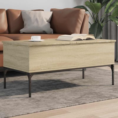vidaXL - Salontafel - 100x50x45 - cm - bewerkt - hout - en - metaal - sonoma - eiken