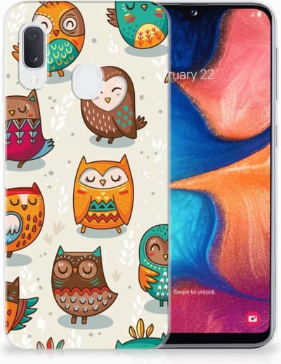 Samsung Galaxy A20e TPU Hoesje Vrolijke Uilen