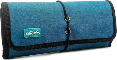 Roll-Up Elektronica Organizer voor Reis, Compacte Accessoire Tas voor Opladers, USB-kabels en Geheugenkaarten - Teal