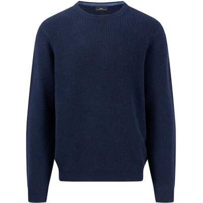 Fynch-Hatton Trui O-Neck Structure Cashmere Navy / male
