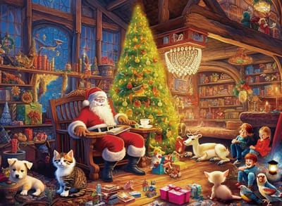 Legpuzzel voor volwassenen 500 stukjes: schattige dieren en kinderen in een vrolijke kerstcollectie