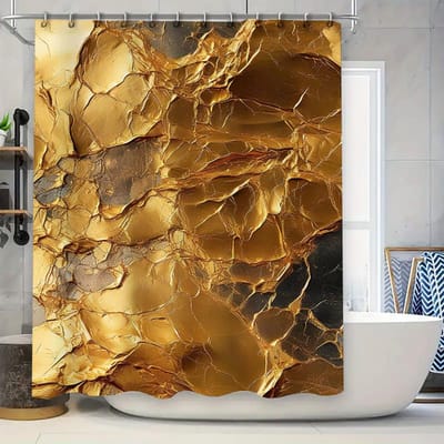 Gouden Marmer Douchegordijn Waterdicht Badkamer Decoratie Luxe Badkuip Liner Met Scheuren Ontwerp Extra Lange Maat Voor Huisdecoratie W60H190(CM)-1 Pcs brown