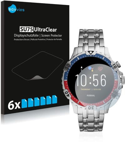 Savvies - Screenprotector voor Fossil Garrett HR (5. Gen) - Folie Beschermfolie transparant 6 Stuks
