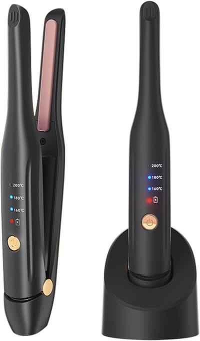 Draadloze 2-in-1 Stijltang en Krultang met Keramische Platen en USB-C Oplader