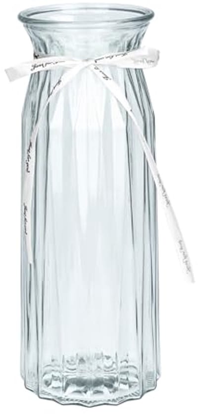 SnelShoppen - Tall Glass Flower Vase 29x10cm - Decoratieve Transparante Vaas met Brede Opening voor Tulpen, Daffodils en Gedroogde Bloemen - Elegant H