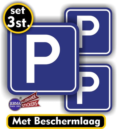 Jerma - Parkeerbord Sticker – Set van 3 stuks - 1x 15 en 2x 10 cm - Weer & UV-bestendig