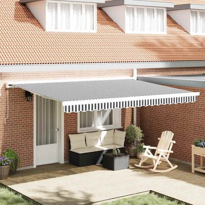 vidaXL - Luifel - uittrekbaar - 4,5x3 - m - stof - en - aluminium - antraciet - en - wit