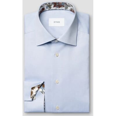 Eton Overhemd Uni Color Signature Twill Floral Contrast Details Licht Blauw / male