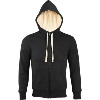 SOLS Sherpa Unisex Zip-Up Hooded Sweatshirt / Hoodie (Zwart)