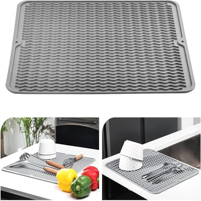 Afvoermat - Siliconen - Hittebestendig - antislip - Afwasmat - droogmat voor in de keuken - grijs - 40x50cm - 1 stuk