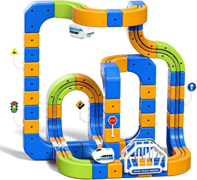 Trein Baan - Houten Treinset - Kinderspeelgoed - Eenvoudig te Monteren - 10x10x6 cm