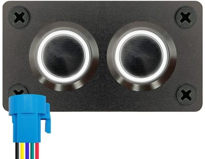 ProRide Metalen drukschakelaar 220V ON-OFF - Inbouwpaneel tweevoudig - 22mm - IP67 - LED indicatie Wit