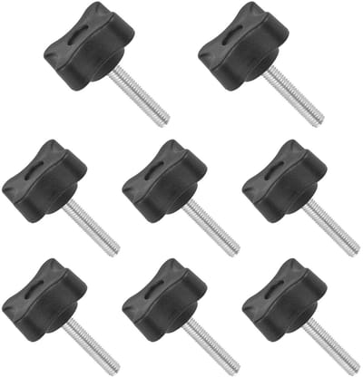 8 stuks stergreepmoeren met kartelschroef, kopdiameter 30 mm, kunststof kop, verzinkt koolstofstaal, schroefdraad en mechanische vergrendeling voor stevige bevestiging