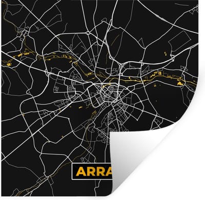 Muurstickers - Sticker Folie - Plattegrond – Kaart – Stadskaart – Frankrijk – Arras - 100x100 cm - Plakfolie - Muurstickers Kinderkamer - Zelfklevend Behang XXL - Zelfklevend behangpapier - Stickerfolie