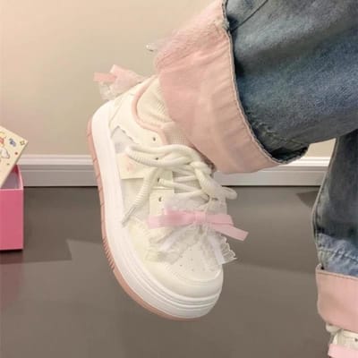 Originele Strik Dikke Zool Kleine Witte Schoenen Dames Zomer Mesh Ademend Board Schoenen Ins Trendy Veelzijdige Studenten Board Schoenen 39 gray