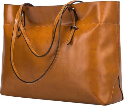 Dames Schoudertas van Echt Leer, Grote Shopper en Tote Bag in Bruin, Ruime Handtas voor Dagelijks Gebruik
