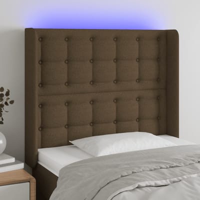 vidaXL - Hoofdbord - LED - 83x16x118/128 - cm - stof - donkerbruin