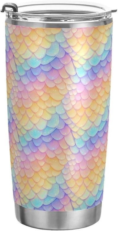 Roestvrijstalen Drinkbeker - Reismok Iced Coffee Mok - Dranken Koel Houden - Dubbelwandige Isolatie - 600 ml - Regenboog Draken Schalen