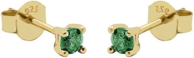Karma Oorbellen Round Emerald Green Zirconia 2 mm Goud
