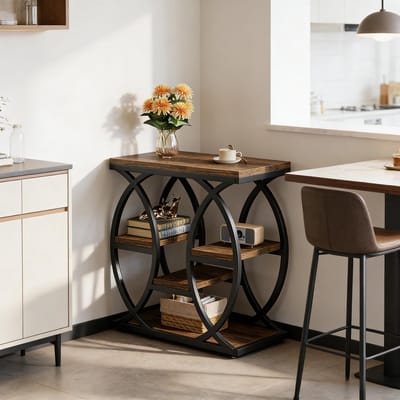 FloraGrace Consoletafel - Industrieel Met Open Opbergrek - Voor Hal En Woonkamer - Metaal En Hout - 160 x 29,5 x 80 cm