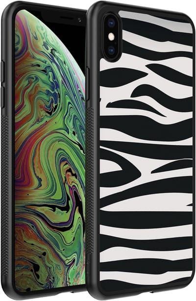 Smartphonica Telefoonhoesje geschikt voor iPhone Xs Max met zebra opdruk - TPU backcover case met zebra print design - Zwart Wit geschikt voor iPhone Xs Max
