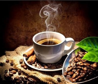 Diamond painting 30x40cm - koffie met koffiebonen ( ronde steentjes )