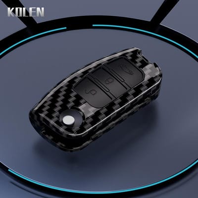 ABS Koolstofvezel Auto Sleutelhoes Cover Voor Ford Fiesta Focus 2 Ecosport Kuga Escape Falcon B-Max C-Max Eco Sport Galaxy Accessoires black