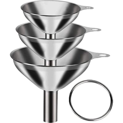 3 Stuks Roestvrij Staal Keukentrechter Set voor het Vullen van Flessen Mini Metalen Trechters Olie Morsen Wijn Morsen Hulpmiddel Bar Keukenaccessoires gray