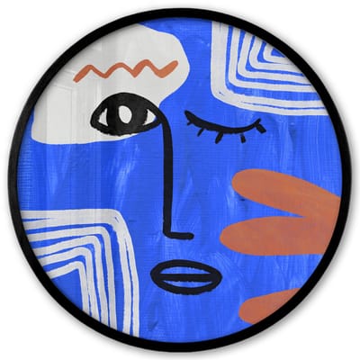 Poster in lijst Rond - Fotolijst 40x40 cm - Posters - Portret - Blauw - Abstract - Ronde posterlijst zwart - Decoratie - Wanddecoratie woonkamer - Muurdecoratie slaapkamer