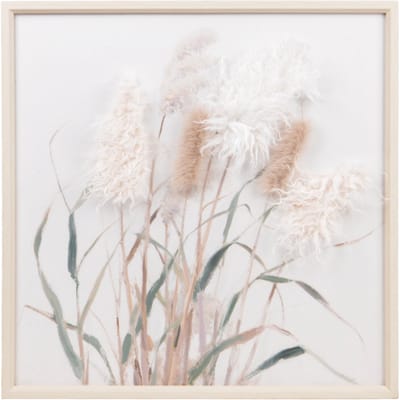 UNUS® Wandbeeld riet 3D 60x60 cm Wall art - Schilderijen - Boho Stijl - wanddecoratie muurdecoratie - Woonkamer - slaapkamer - hal - kantoor - beeldjes voor binnen - Design A