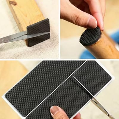 New Age Devi - 1 Vel - Zelfklevende Meubelonderzetters - Vloerbeschermers - Anti-slip Stoelpoot - Anti-kras Vilt - Rubber Stoelbeschermer - Zwart - 145 mm x 45 mm