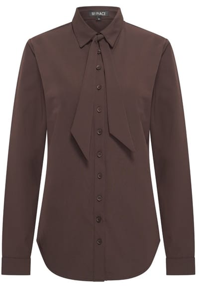 MI PIACE - Travel Blouse Bow Espresso 202709 - Maat : XS