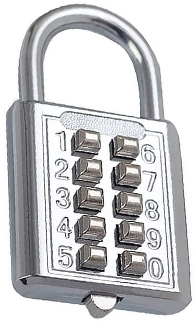 Dailygoods- Hangslot 10-cijferig Combinatieslot - Lichtgewicht - Anti-diefstal - Geharde Stalen Beugel - Zinklegering - Geschikt voor Kluis en Buitenshuis