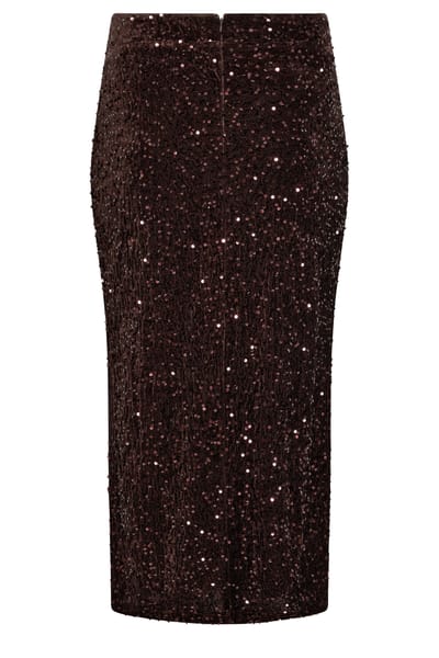 Yours London Chocoladebruine Fluwelen Maxirok Met Pailletten Size 54-56