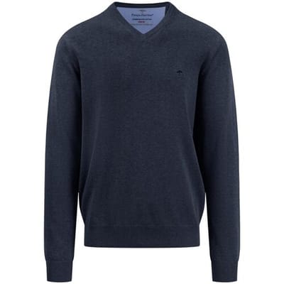 Fynch-Hatton Trui V-Neck Uni Superfine Cotton Navy / male