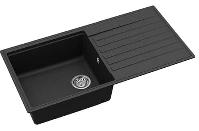 GURARI - granieten spoelbak - SQK103 - inbouw spoelbak - 1000x500 mm - zwart metallic - kastmaat: 60 cm