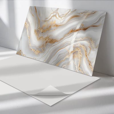 Wallfluent Vinyl Wandpaneel - Abstracte golven met details Vinyl Wandbekleding - 100 cm x 50 cm - Romig PVC wandpaneel - 1 stuk - Rechthoekig Wandbekleding Vinyl - Texturen Wandpaneel - Zelfklevend Muurpaneel - Wandpaneel Keuken en Badkamer