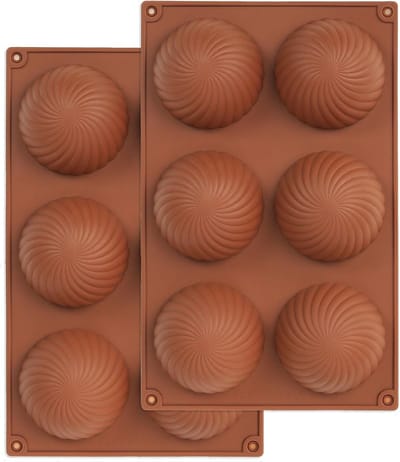 Siliconen chocolademallen met 3D draaipatroon, anti-aanbak siliconen mallen voor individuele porties moussetaart, gebak en chocolade, 2 stuks.