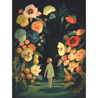 Peinture diamant dessin animé, mosaïque, point de croix, fille dans le jardin, broderie diamant 20X30CM beige